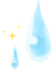 水彩で描いた水滴のイラスト