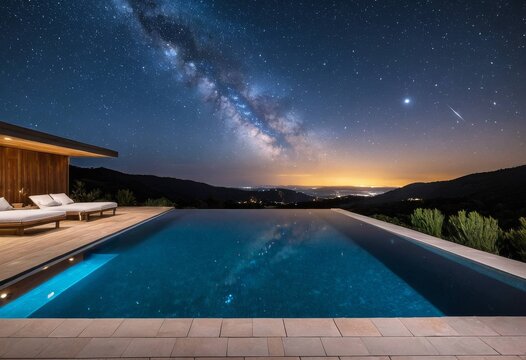 Luxury starry night at a modern private villa