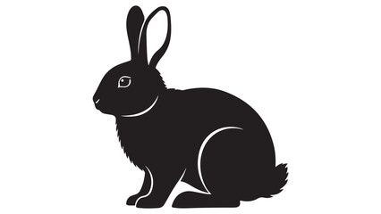Obraz premium Cute Black Silhouette Bunny Rabbit Sitting Minimalist Vector Illustration Animal Icon
