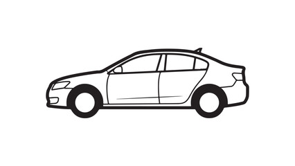 Fototapeta premium Minimalist Black and White Sedan Car Vector Illustration for Design and Transportation Projects