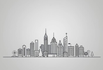 Obraz premium Simple line art illustration of a city skyline