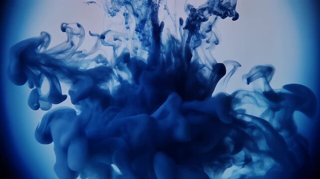 Blue Ink Spreading in Water, Abstract Underwater Motion Background.