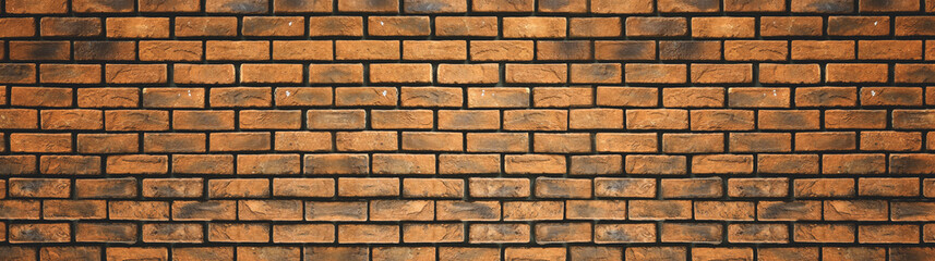 Obraz premium Brick wall panoramic background. Vintage brick wall Background