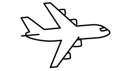 Obraz premium Simple line drawing of an airplane on a stark white background
