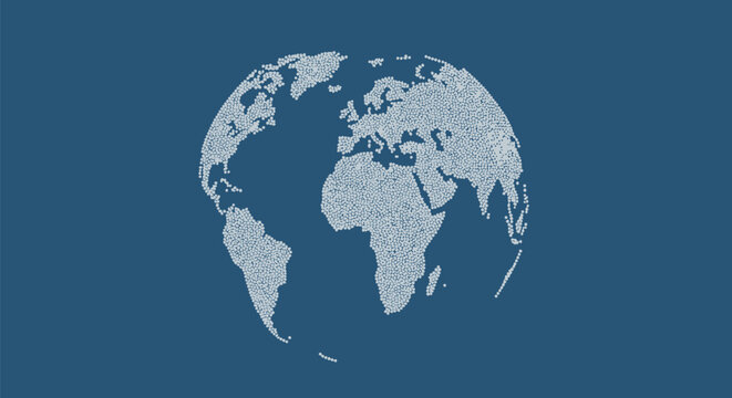 Globe Map Illustration on Blue Background.
