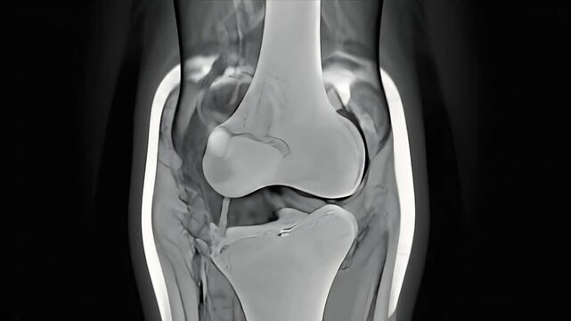 Anatomical 3D Rendering of Human Knee Joint Showing Patella Cartilage Inflammation and Pain With Red Highlighted Area Over Black Background Corporate Presentation Medical Education