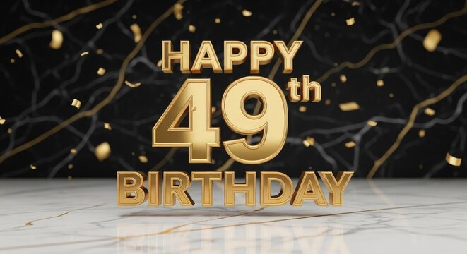 Happy 49th Birthday Luxurious 3D Gold Typography Greeting Card, Elegant Celebration Banner