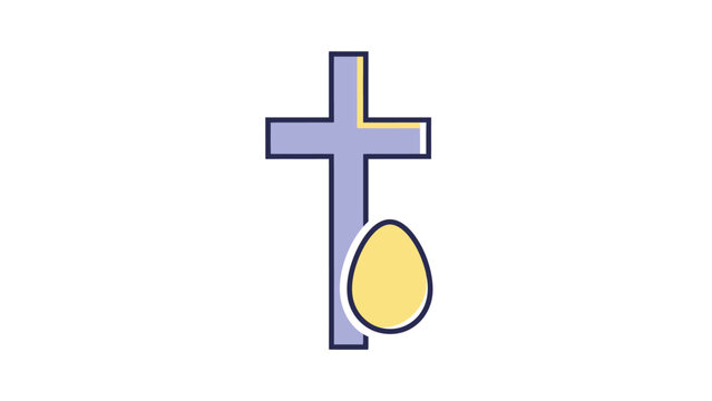 Christian Cross Symbol with Egg Illustration.