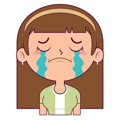 Fototapeta premium girl crying face cartoon cute