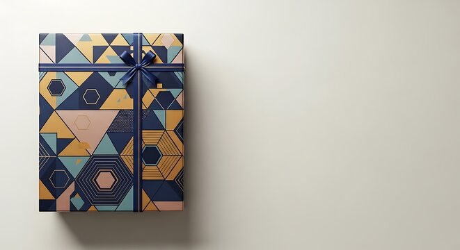 Premium gift box packaging with geometric pattern design