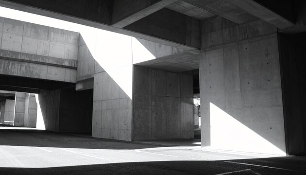 コンクリート 構造 建築 幾何学 柱 階段 モダニズム 静謐 秩序 質感 無機質 陰影 均衡 空間 奥行き 都市 堅牢 抽象 ミニマリズム 永遠