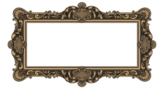 Ornate Rectangular Frame with Rococo and Baroque Decorative Elements