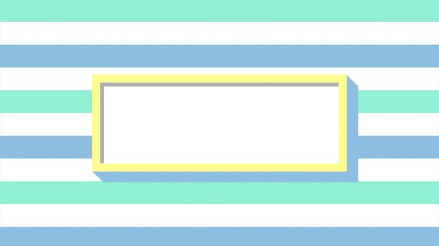 タイトル表示に使えるマリンカラーのストライプのモーショングラフィックスでフレームが現れる、4K画質の映像素材