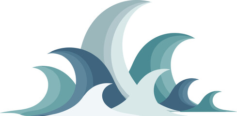 Obraz premium Abstract ocean waves illustration with layered blue water shapes modern sea design decorative marine background vector graphic