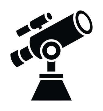 Vector of a refractor telescope mounted on a stand