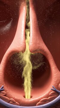 CGI Animation Illustrating Nasal Septal Deviation Affecting Airflow and Particle Distribution in the Nasal Cavity for Medical Education