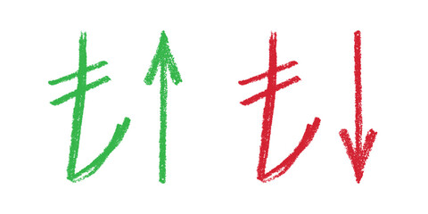 Hand drawn turkish lira currency symbol Growth and fall profit with arrow up and down Brush stroke doodle Element for design © Daria Shane
