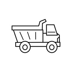 Dump truck line icon, heavy tipper construction vehicle outline symbol, minimalist vector pictogram for building industry, mining transport, and hauling materials © Sweetinar M Cupcake