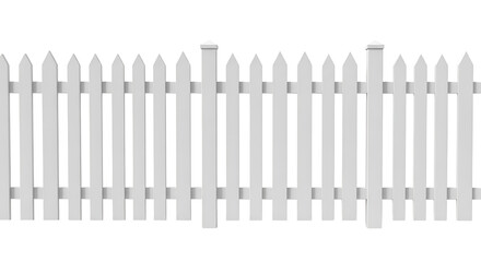 White Picket Fence Against Black Background