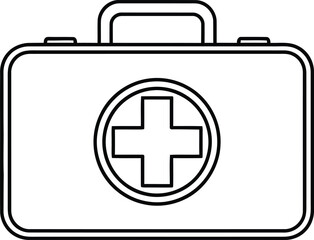 Fototapeta premium Simple line drawing of a first aid kit with a cross symbol on it.
