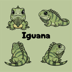 cute iguana mascot four green brown image © khakim