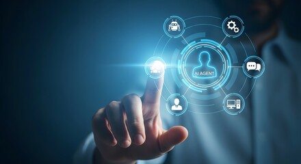 Fototapeta premium Artificial intelligence ai technology concept with human interface and data connection