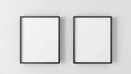 Two empty picture frames on a wall