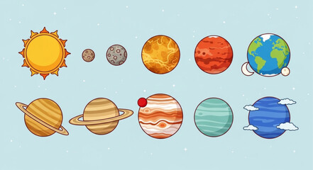 Colorful Artistic Representation of the Solar System. © Yudi