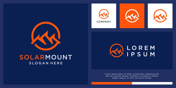 Solar mountain logo design abstract template
