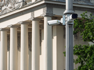 Surveillance Camera Mounted Outside Historic Building