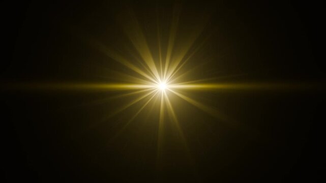  golden light lens flare overlay video. sun burst lens flare Chroma Key. white gray light ray 4k loop animation. Bright sun flare with golden light rays, Gold Sun Volume Light from the Center of Frame