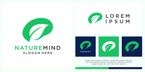 Nature mind logo design with leaf basic template