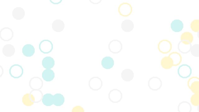 Pastel circles floating down on white background