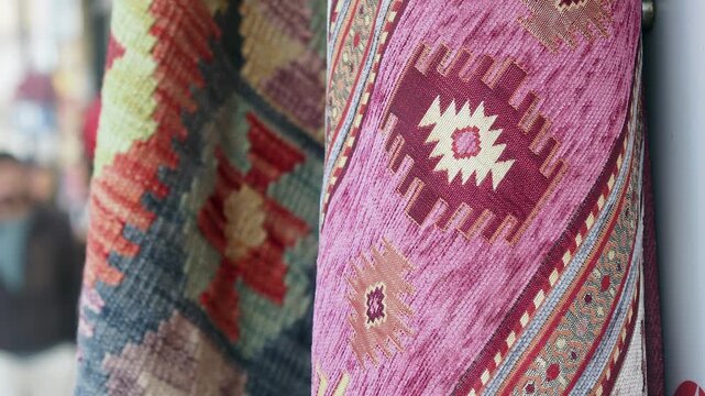 Discover handwoven textiles in a craft shop
