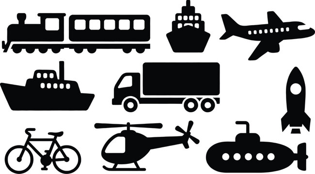 Set of 10 transportation icons vector
