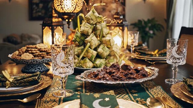 Eid Mubarak festive dining table setup.