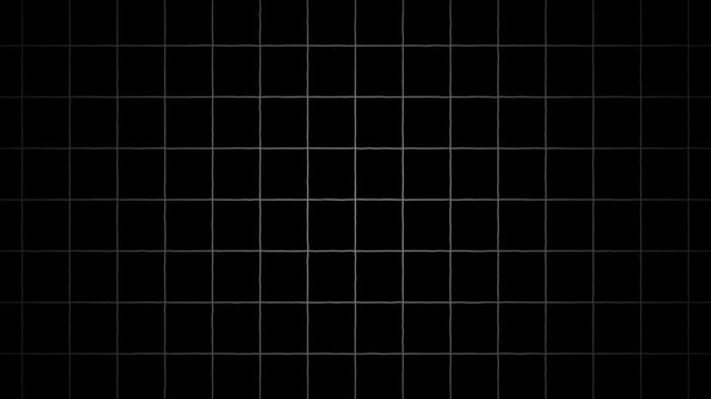 Grid pattern consists of thin white lines intersecting to form perfect squares against a solid black background.