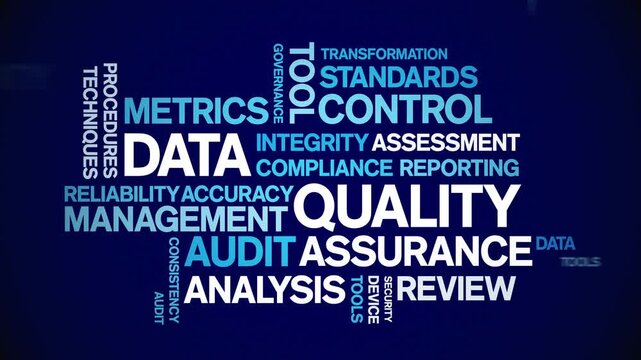Data Quality animated word cloud-text design animation tag kinetic typography seamless loop.
