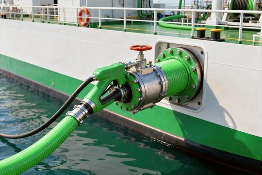 Hydrogen bunkering barge refueling research vessel &mdash; green marine fuel
