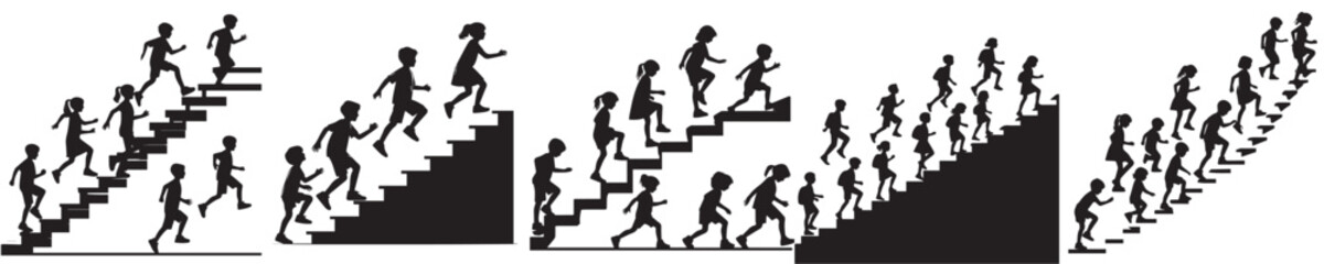 Obraz premium little boy climbing stairs silhouette style