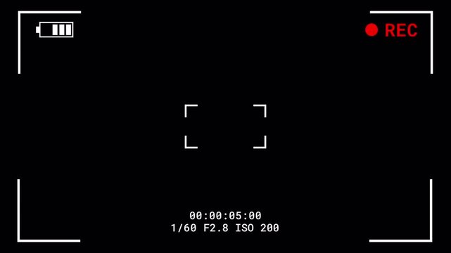 Camera Viewfinder Digital Overlay with Recording Status Indicators and Timecode 4k video animation seamless loop
