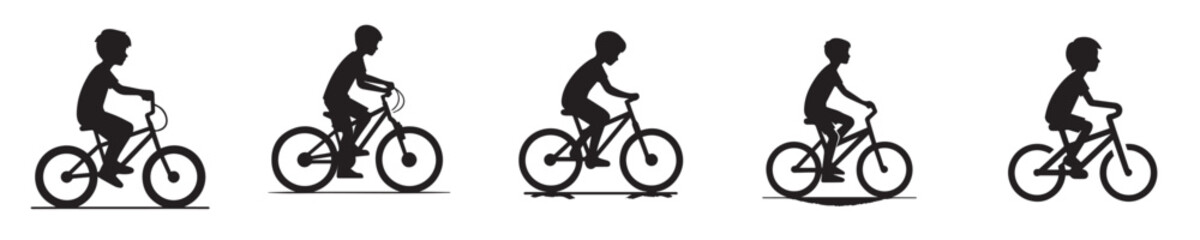 Obraz premium boy playing bicycle silhouette style