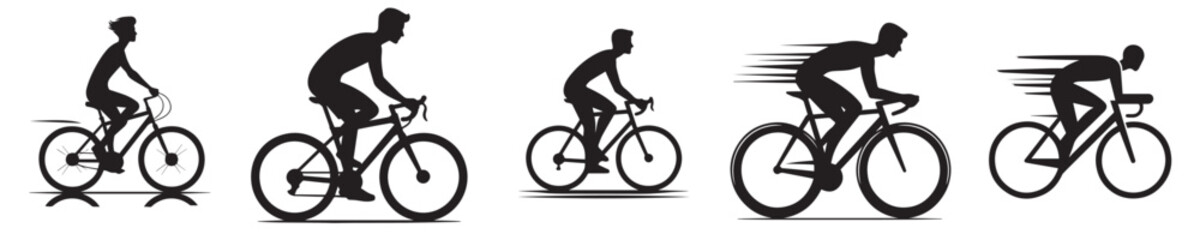 Obraz premium man riding a bicycle with silhouette style