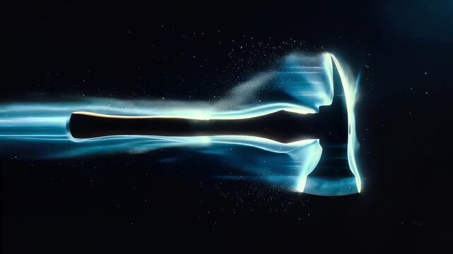 Axe Throwing Steel Tool Spinning Dark Void Motion Trail Seamless Loop