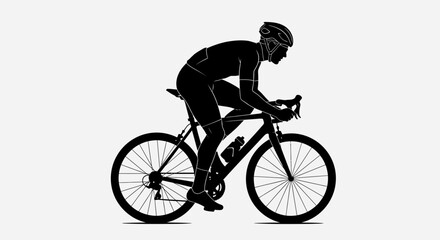 Fototapeta premium Cyclist riding bicycle in dynamic silhouette