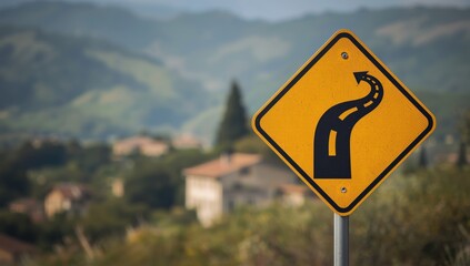 Detailed view of an Italian road sign warning about a speed bump