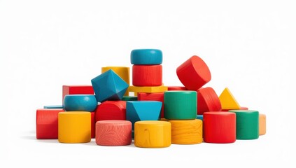 Vibrant building blocks. Wooden toys for kids. Toy on a light backdrop
