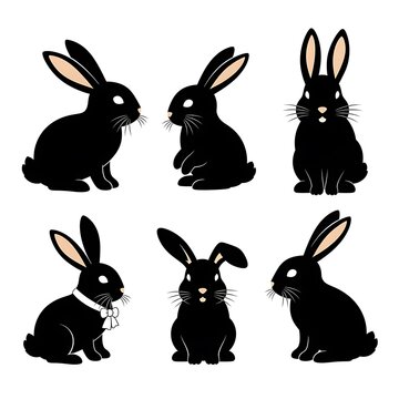 Black rabbits set.