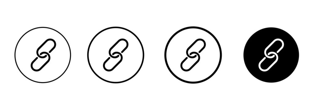 Link icon set. Internet URL or web page URL link icon. Chain, web address. web page connection.