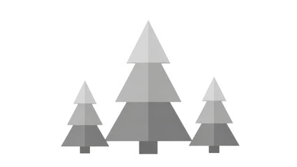 Fototapeta premium Minimalist Gray Flat Design Tree Icons, No Background